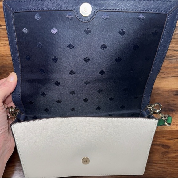 Kate Spade Navy & Green Crossbody | J183 | Gold Chain Strap | Like New - Picture 14 of 14